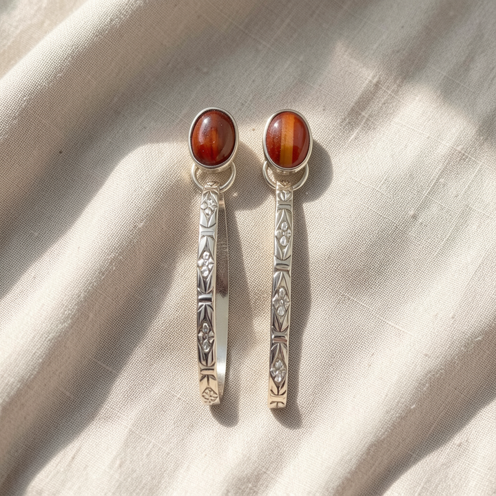 Boho-Ohrringe mit Onyx