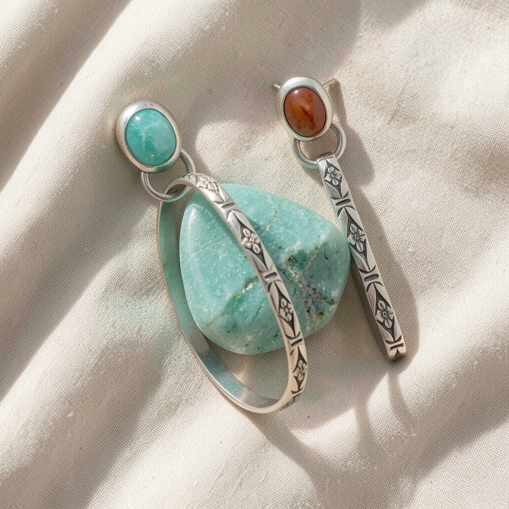 Boho-Ohrringe mit Onyx