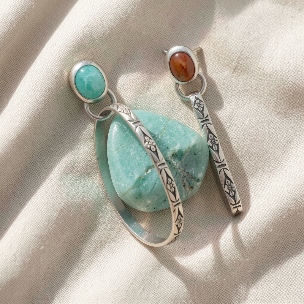 Boho-Ohrringe mit Onyx