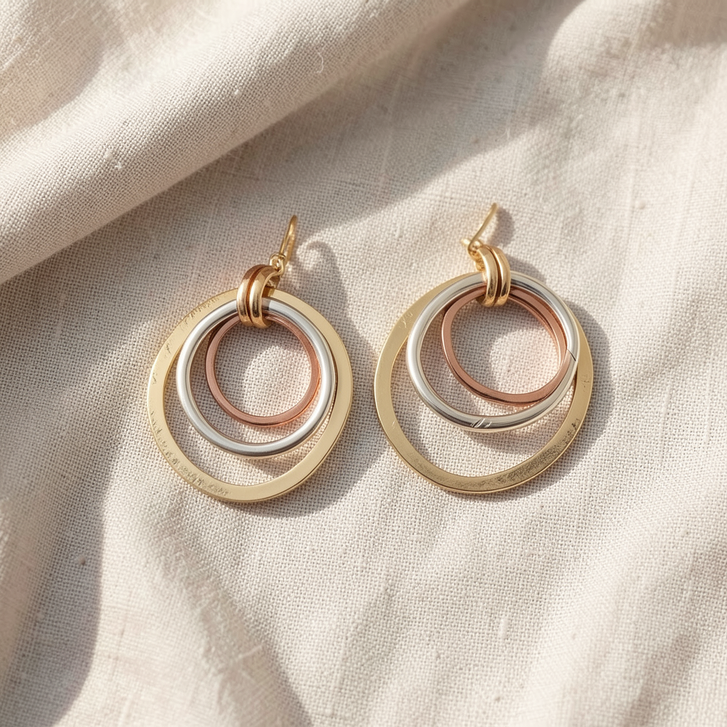 Gold-silberne Ohrringe