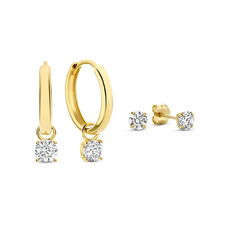 Ohrring-Set mit Steinen | Gold