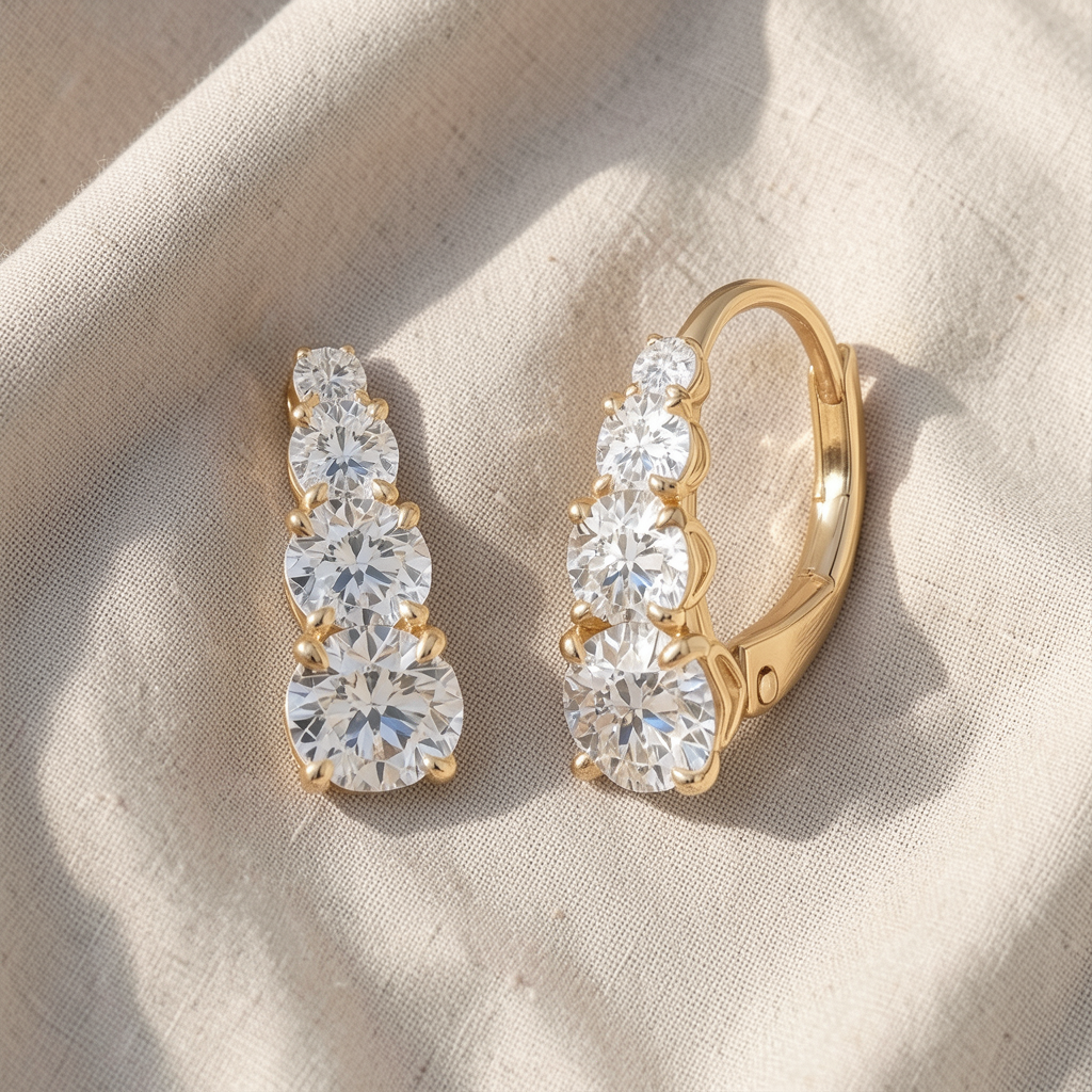 Ohrringe mit vier Steinen | Gold