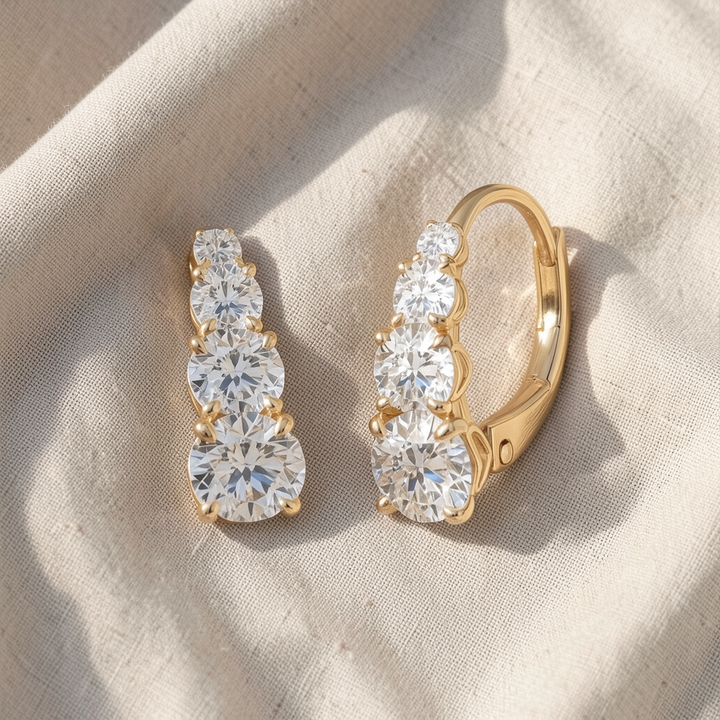 Ohrringe mit vier Steinen | Gold