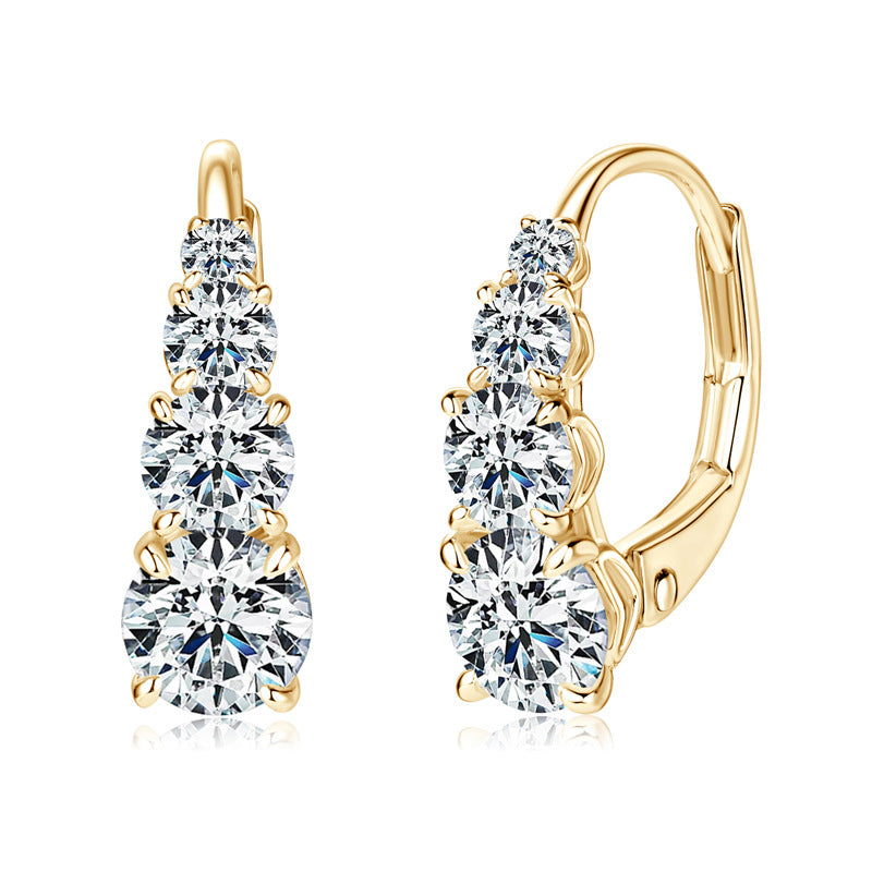Ohrringe mit vier Steinen | Gold