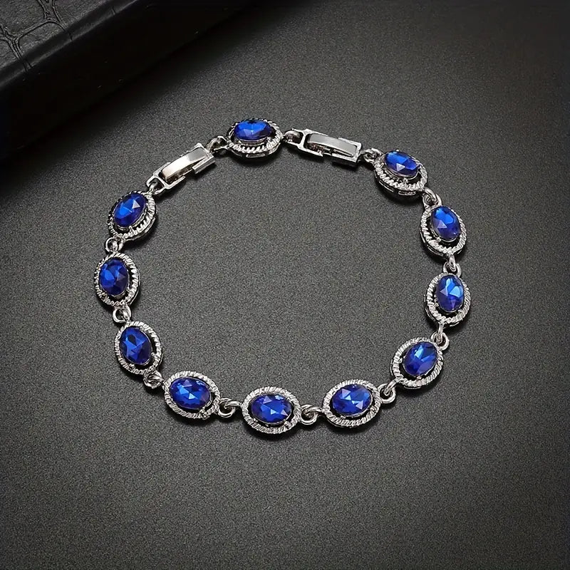 Rundes Armband mit Saphir | Weissgold