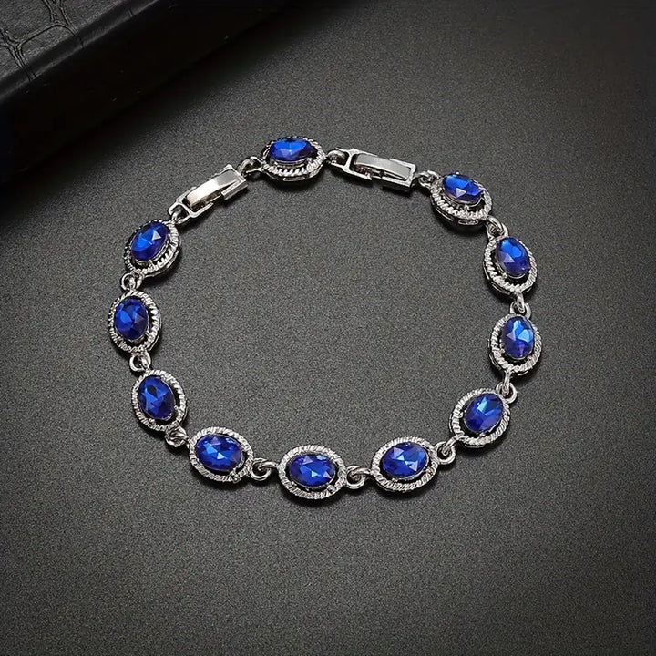 Rundes Armband mit Saphir | Weissgold
