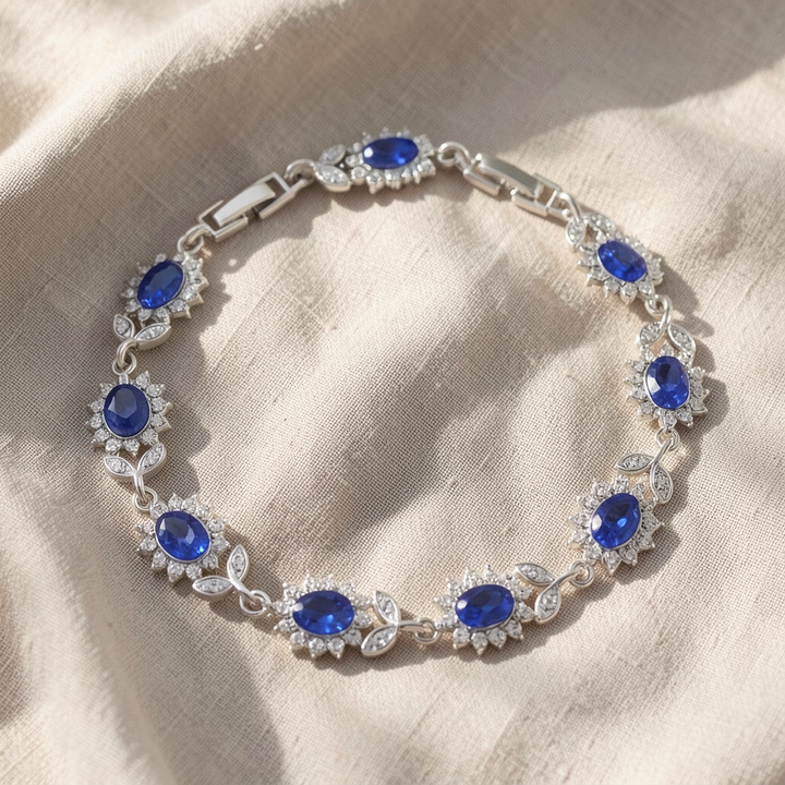 Armband Iris mit blauem Saphir | Weissgold