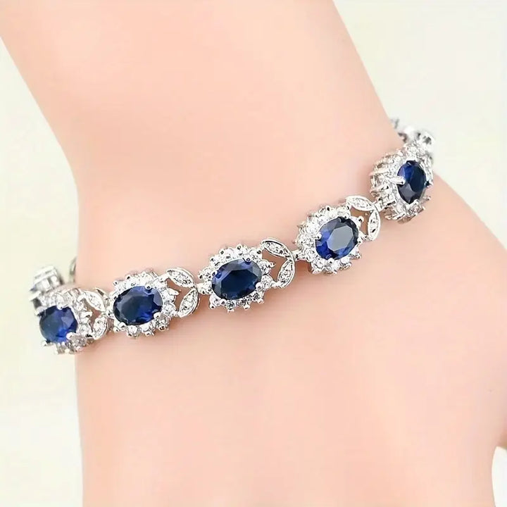Armband Iris mit blauem Saphir | Weissgold