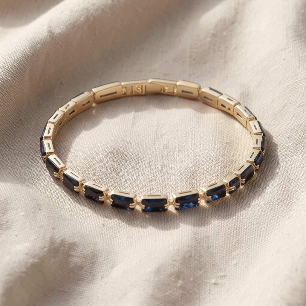 Armband mit blauem Saphir | Weissgold