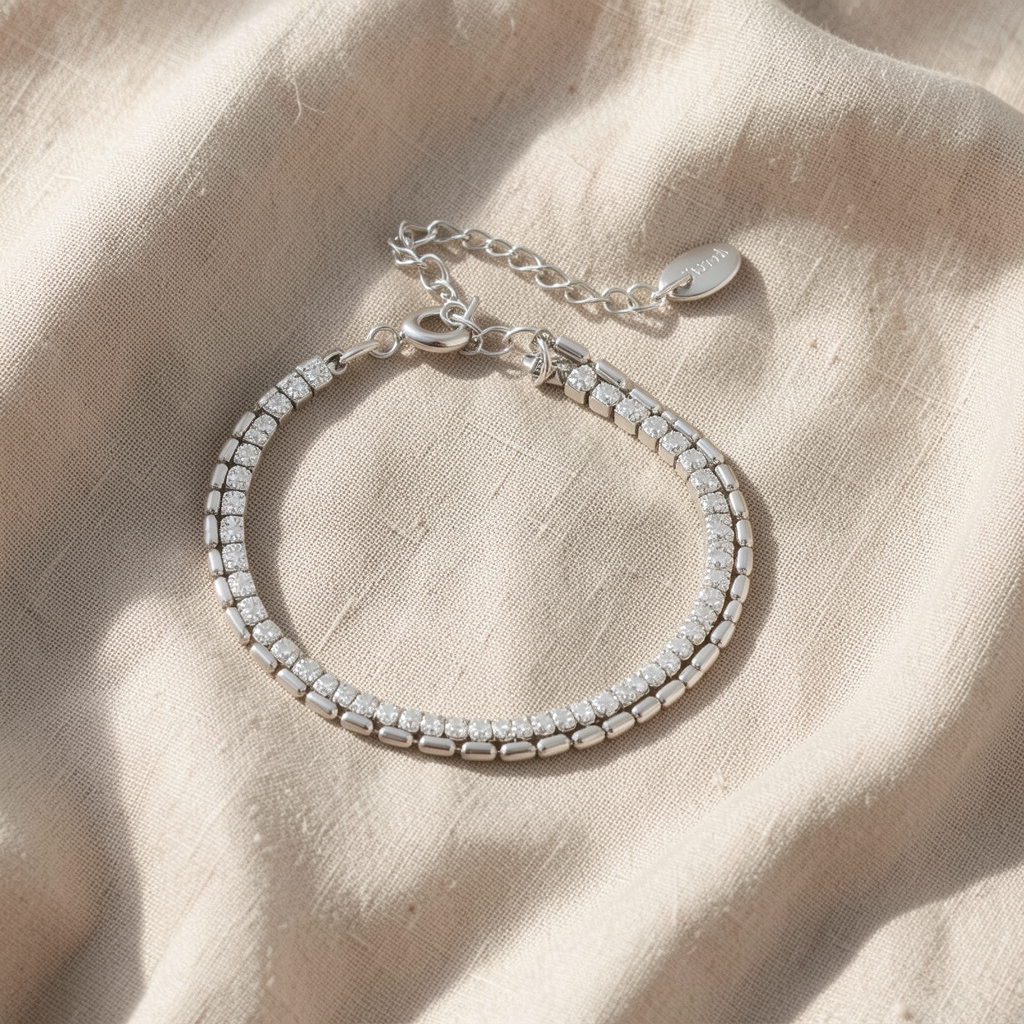 Zweireihiges Kristall-Tennisarmband