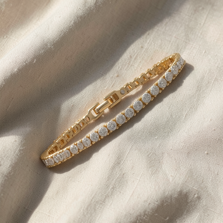 Tennisarmband mit Moissanit | Gold