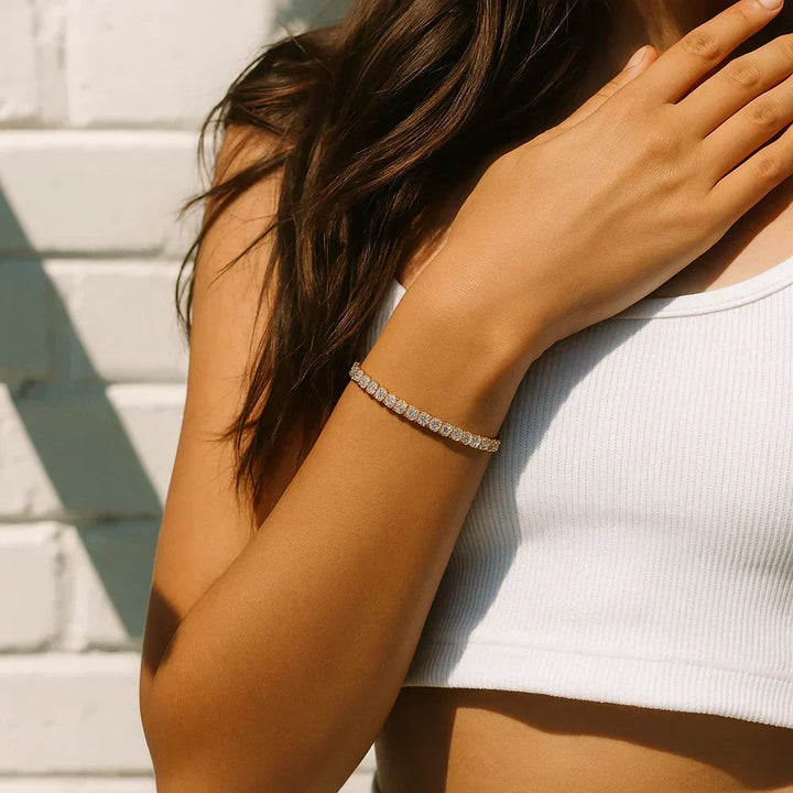 Tennisarmband mit Moissanit | Gold