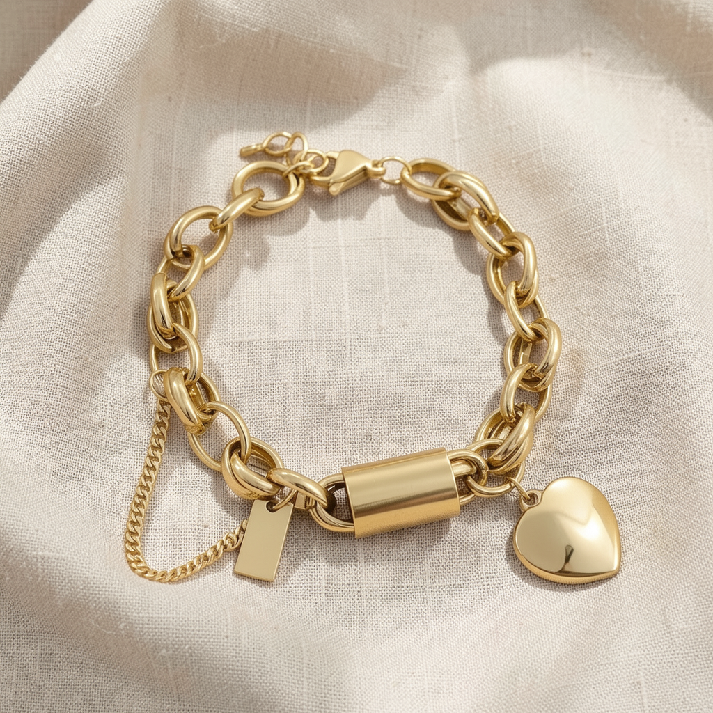Massives Herzarmband | Gold