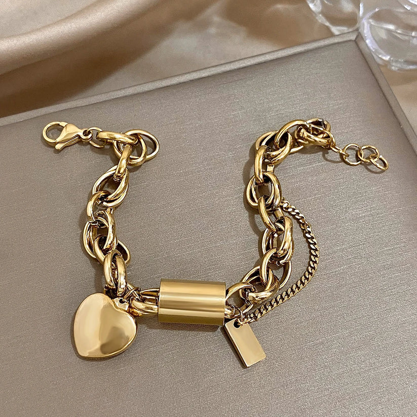 Massives Herzarmband | Gold