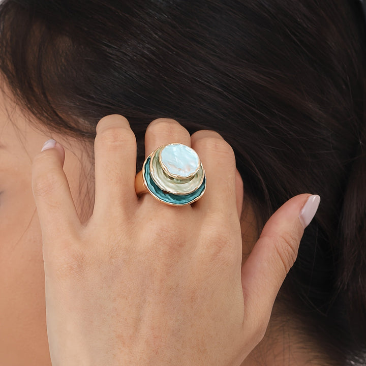 Boho-Dreifachring mit Emaille