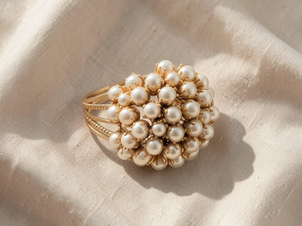 Ring mit Perlentrauben-Besatz