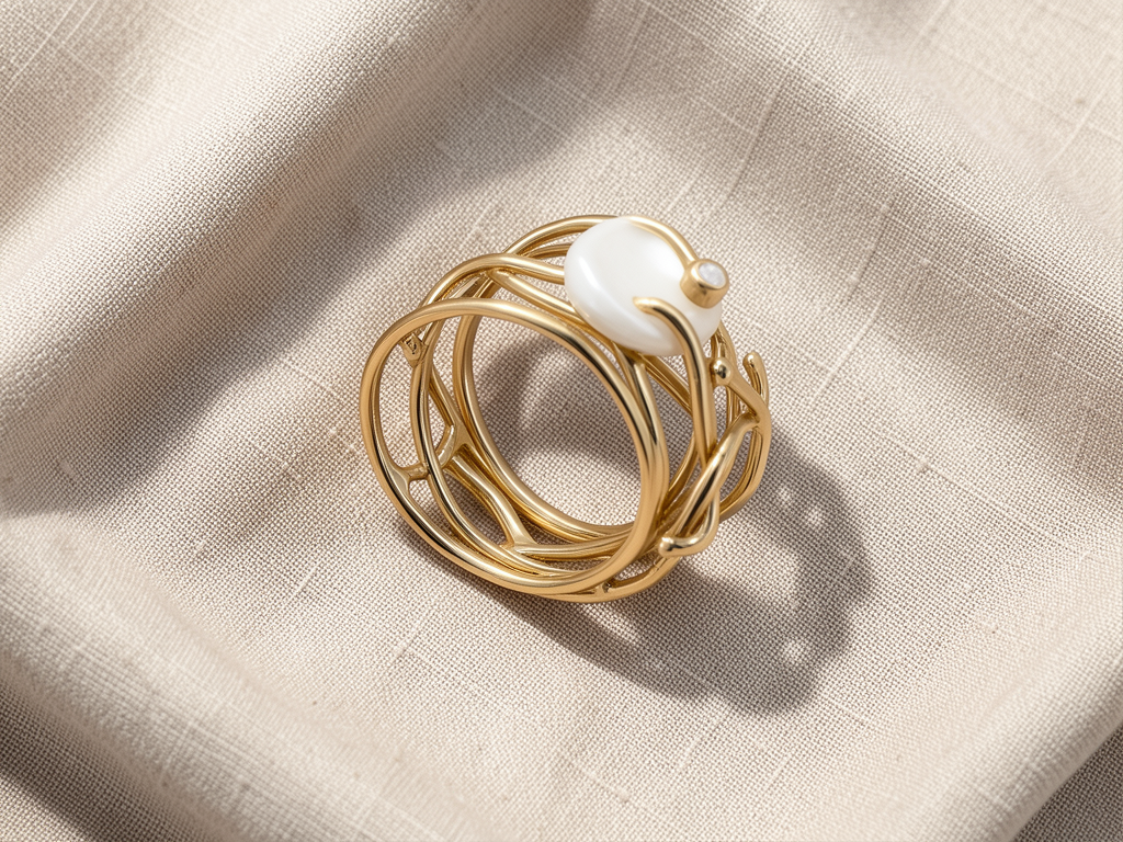 Schmaler Goldring mit Perle