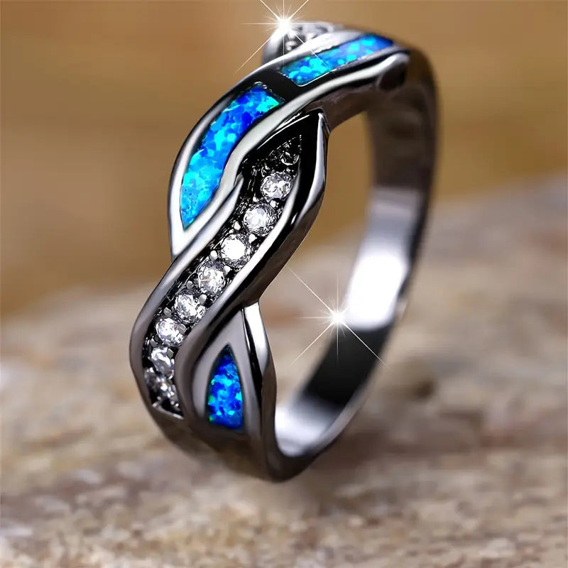 Ring mit schwarzem und blauem Saphir | Weissgold