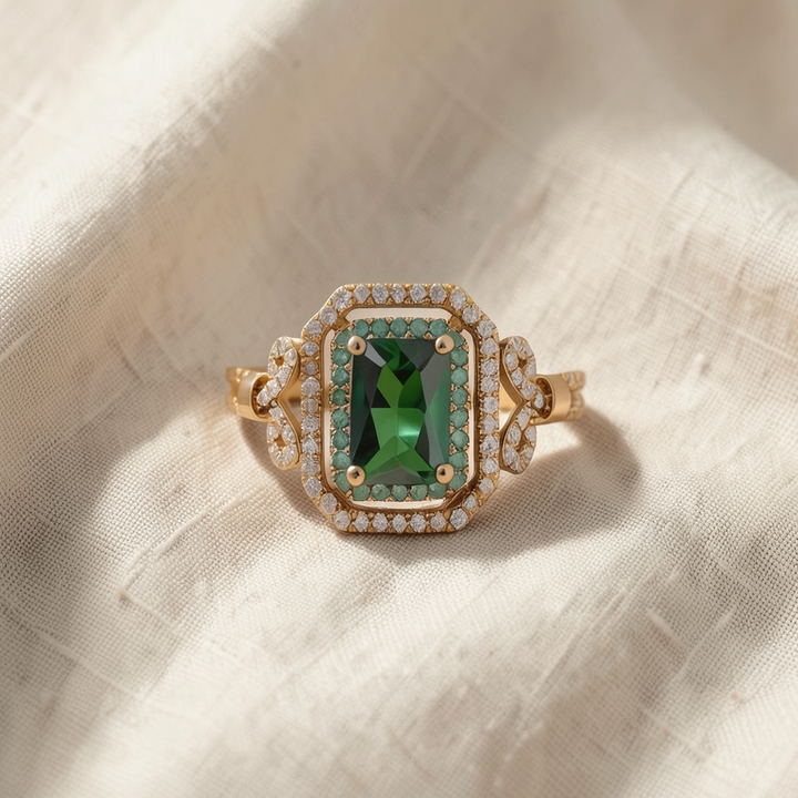 Königlicher Ring mit grünem Smaragd