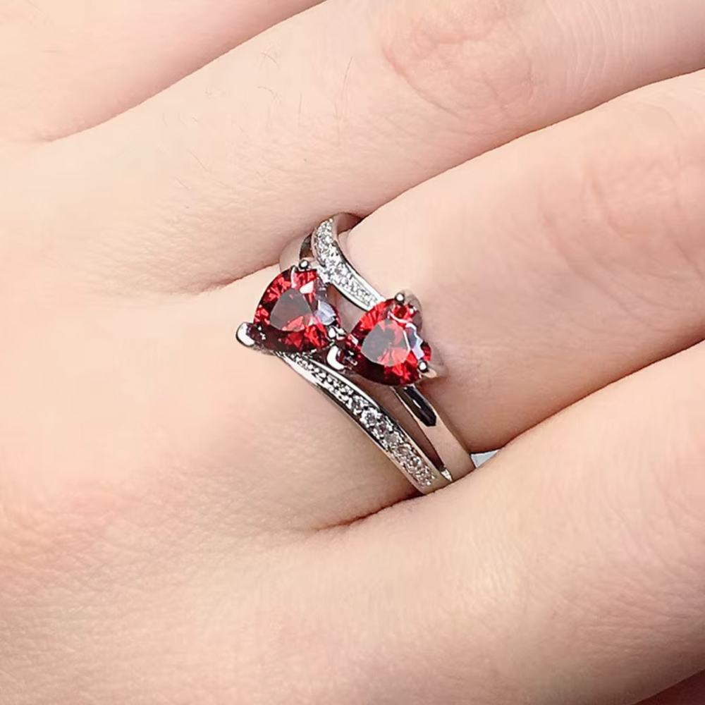 Doppelherzring mit Zirkonia