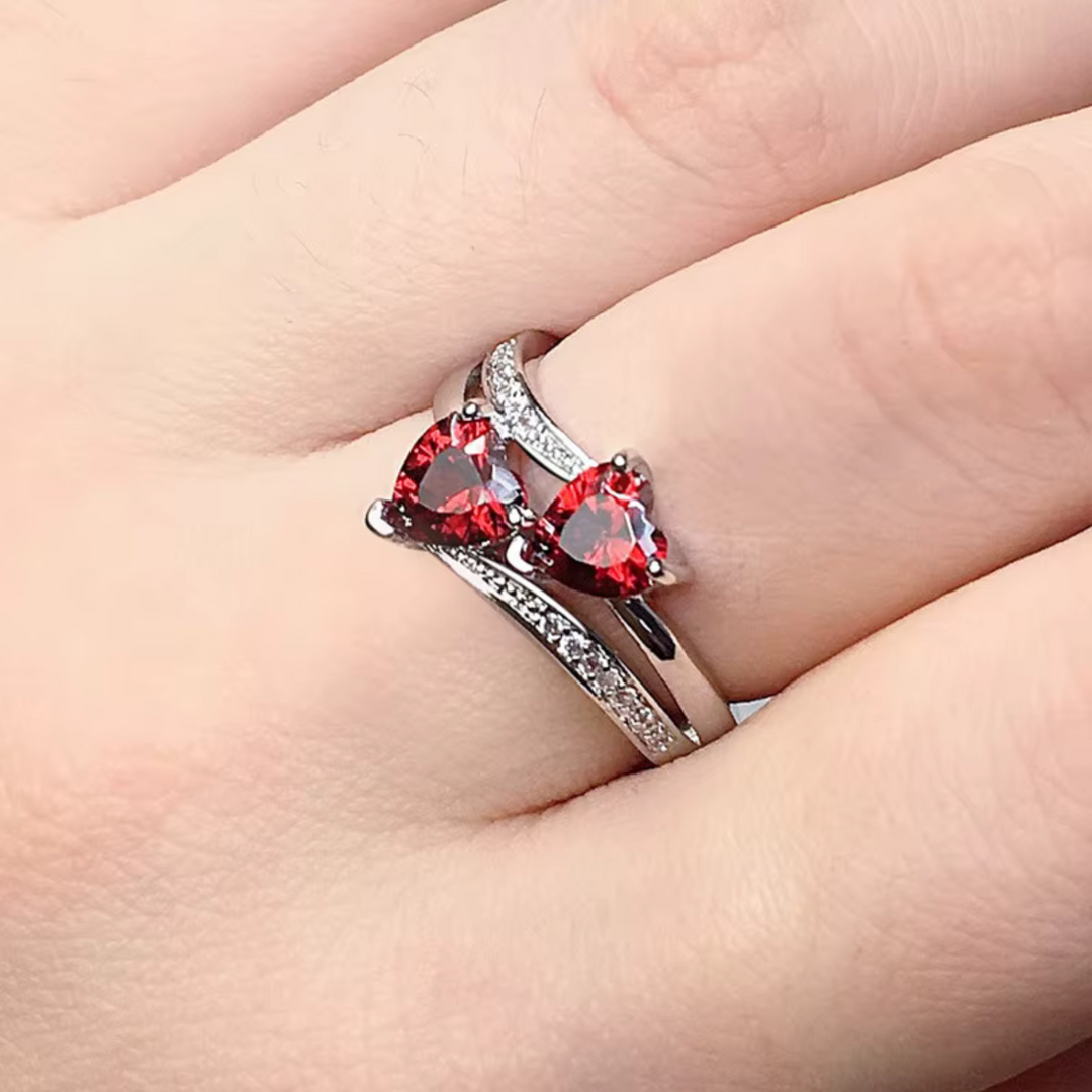 Doppelherzring mit Zirkonia