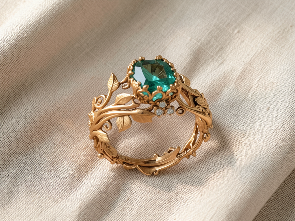 Ring mit grünem Kristall