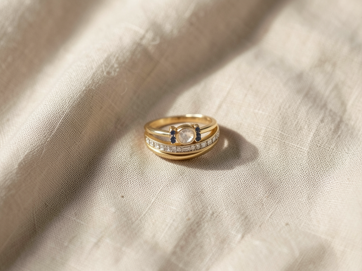 Goldenes Ringset mit Opal