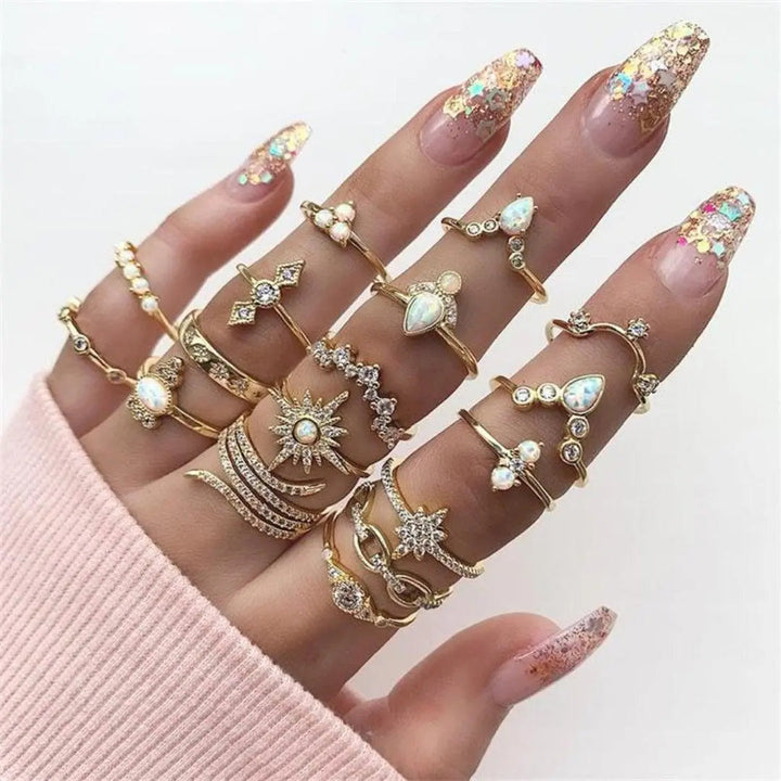 Boho-Ringset – 8–12 gemischte Ringe
