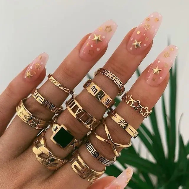 Boho-Ringset – 8–12 gemischte Ringe