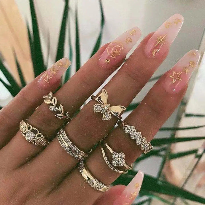 Boho-Ringset – 8–12 gemischte Ringe