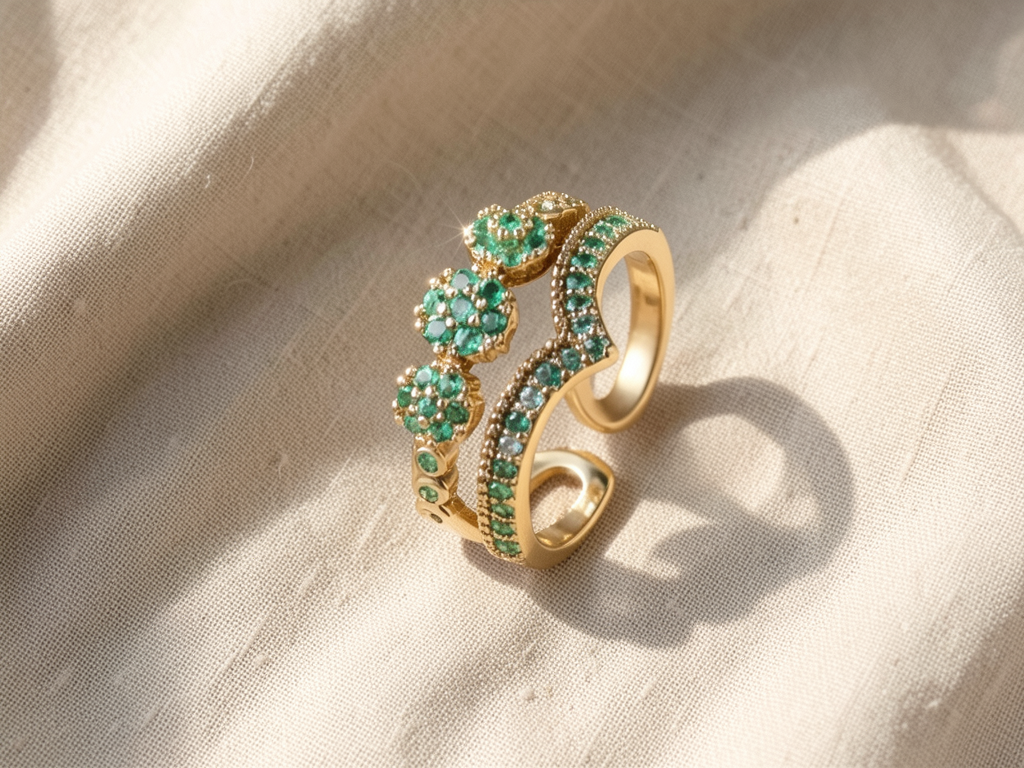 Verstellbarer Ring mit Smaragd