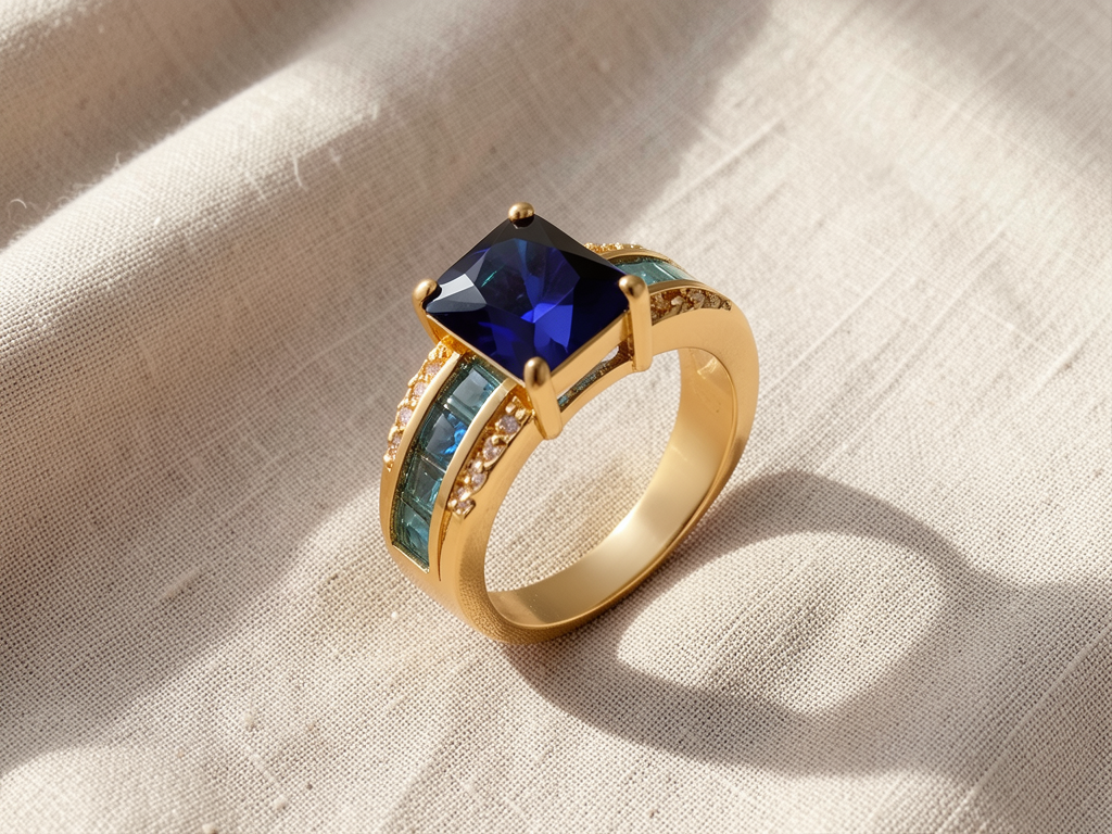 Goldring mit blauem Saphir