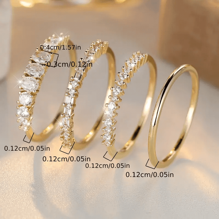Goldene Stapelringe mit Zirkonia