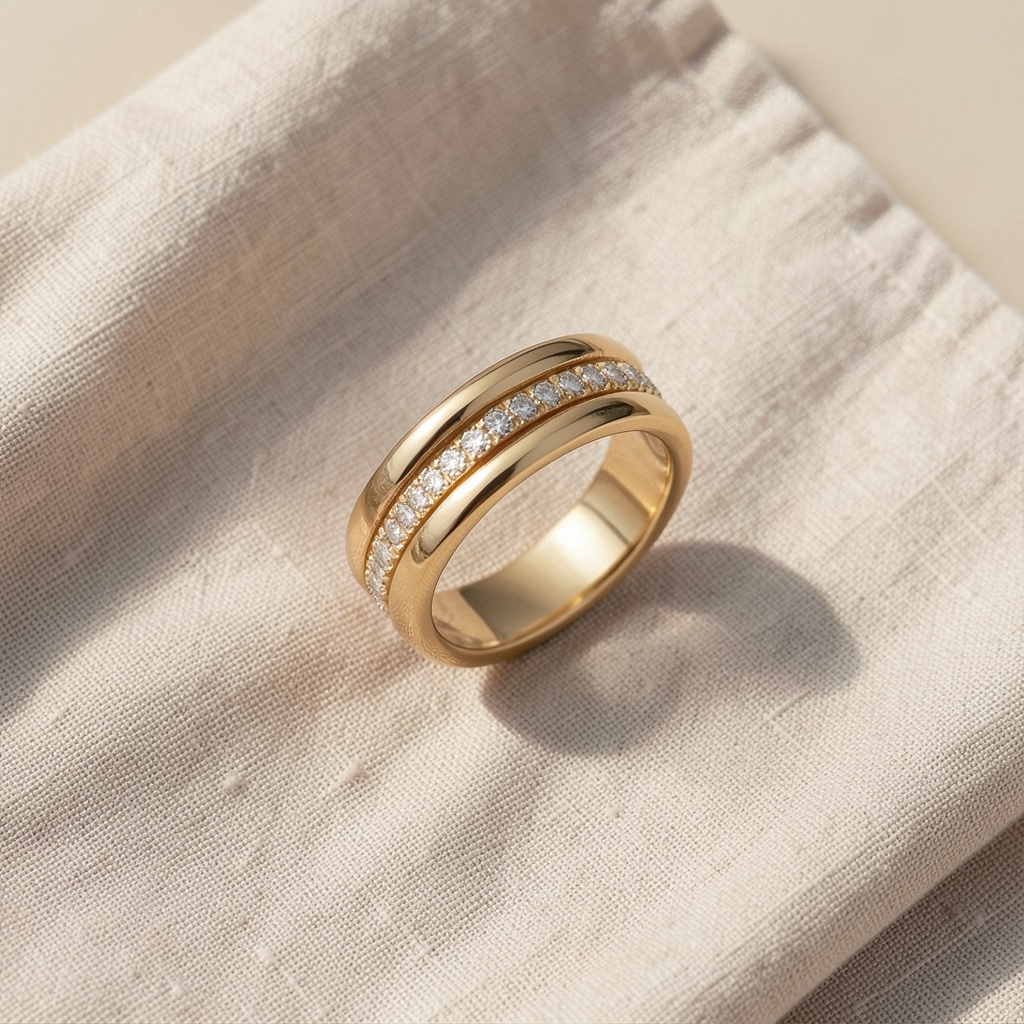 Ring mit eingelassenen Zirkonia