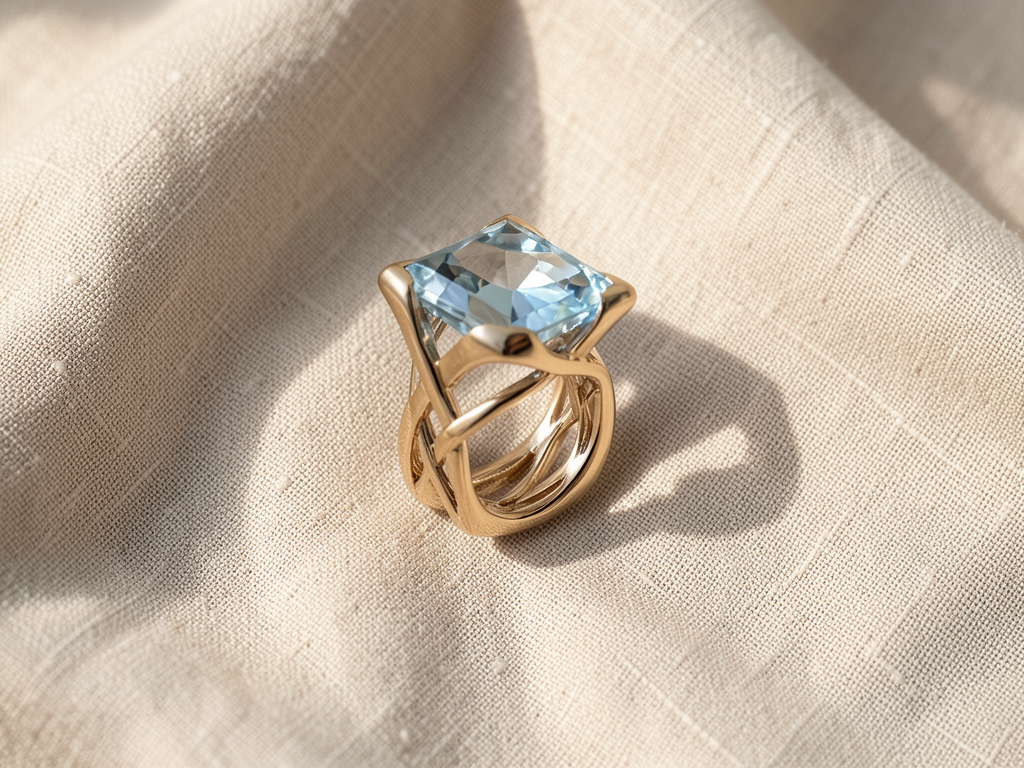 Roségoldener Ring mit blauen Zirkonia
