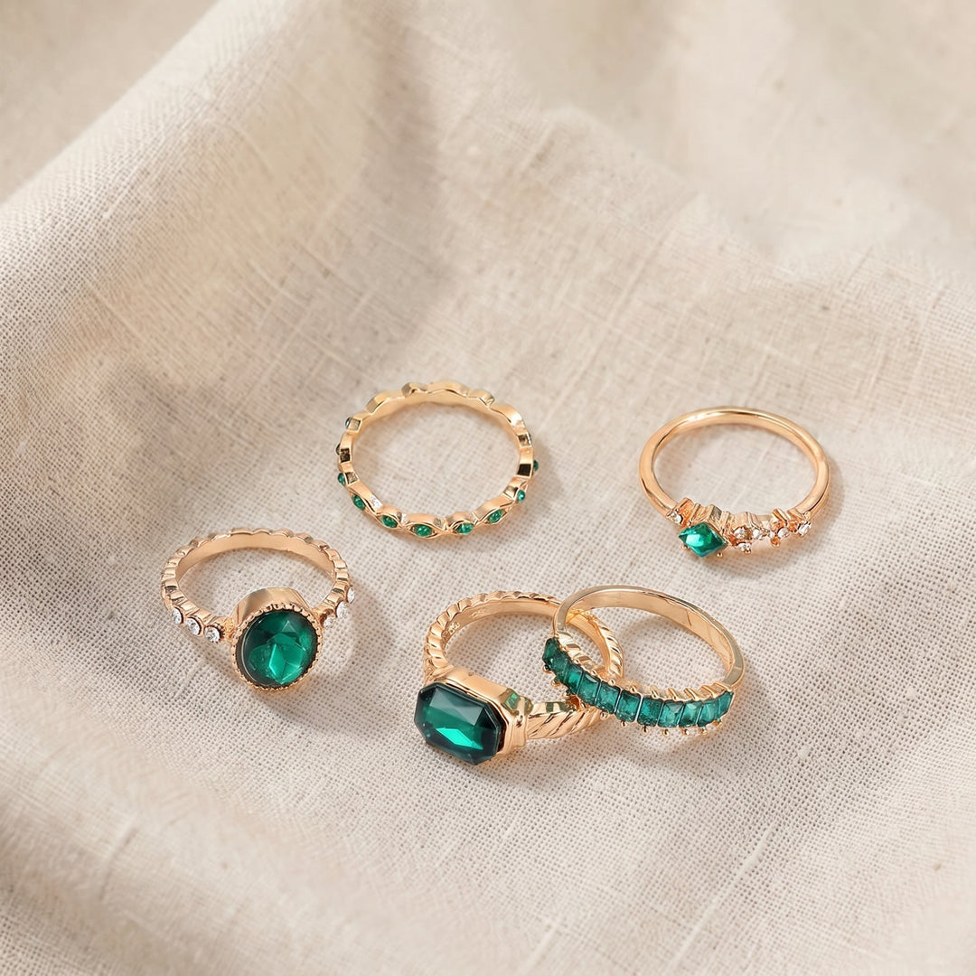 Ringset Zarina mit Smaragd | Gold