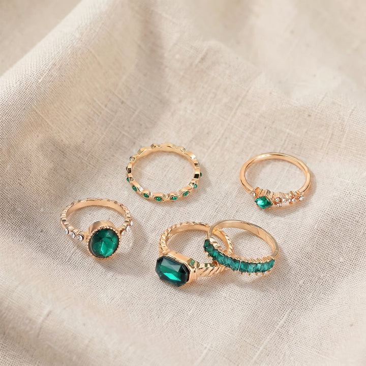 Ringset Zarina mit Smaragd | Gold