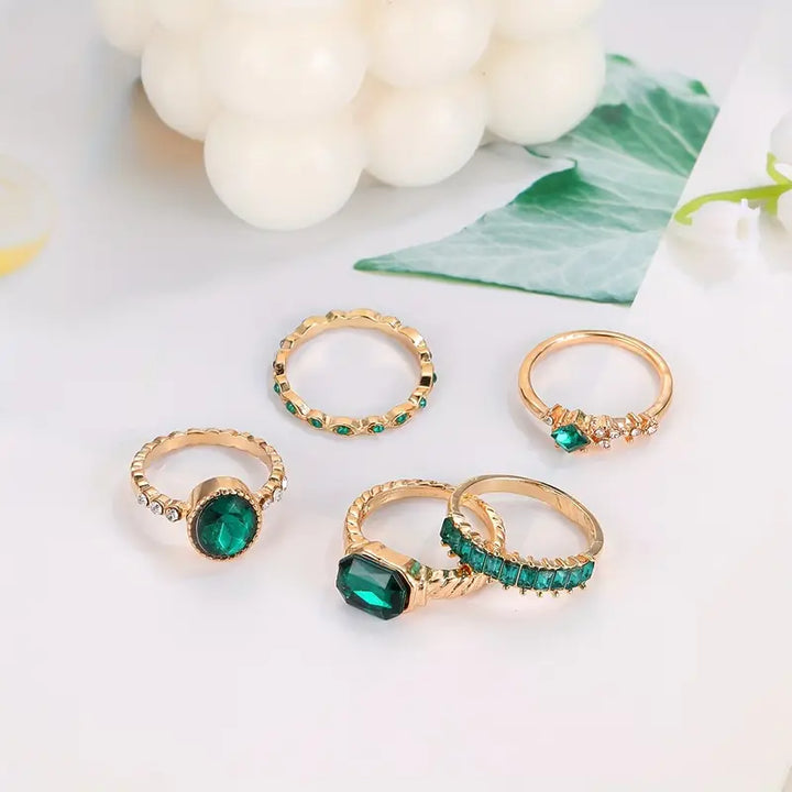 Ringset Zarina mit Smaragd | Gold