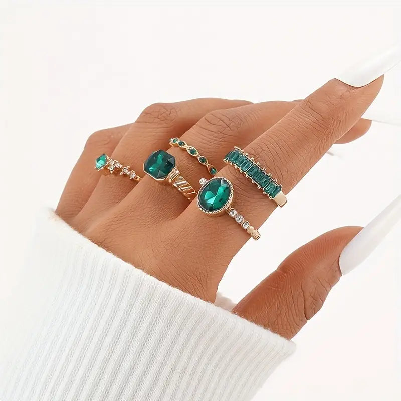 Ringset Zarina mit Smaragd | Gold