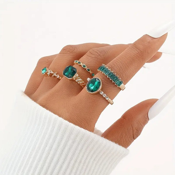 Ringset Zarina mit Smaragd | Gold