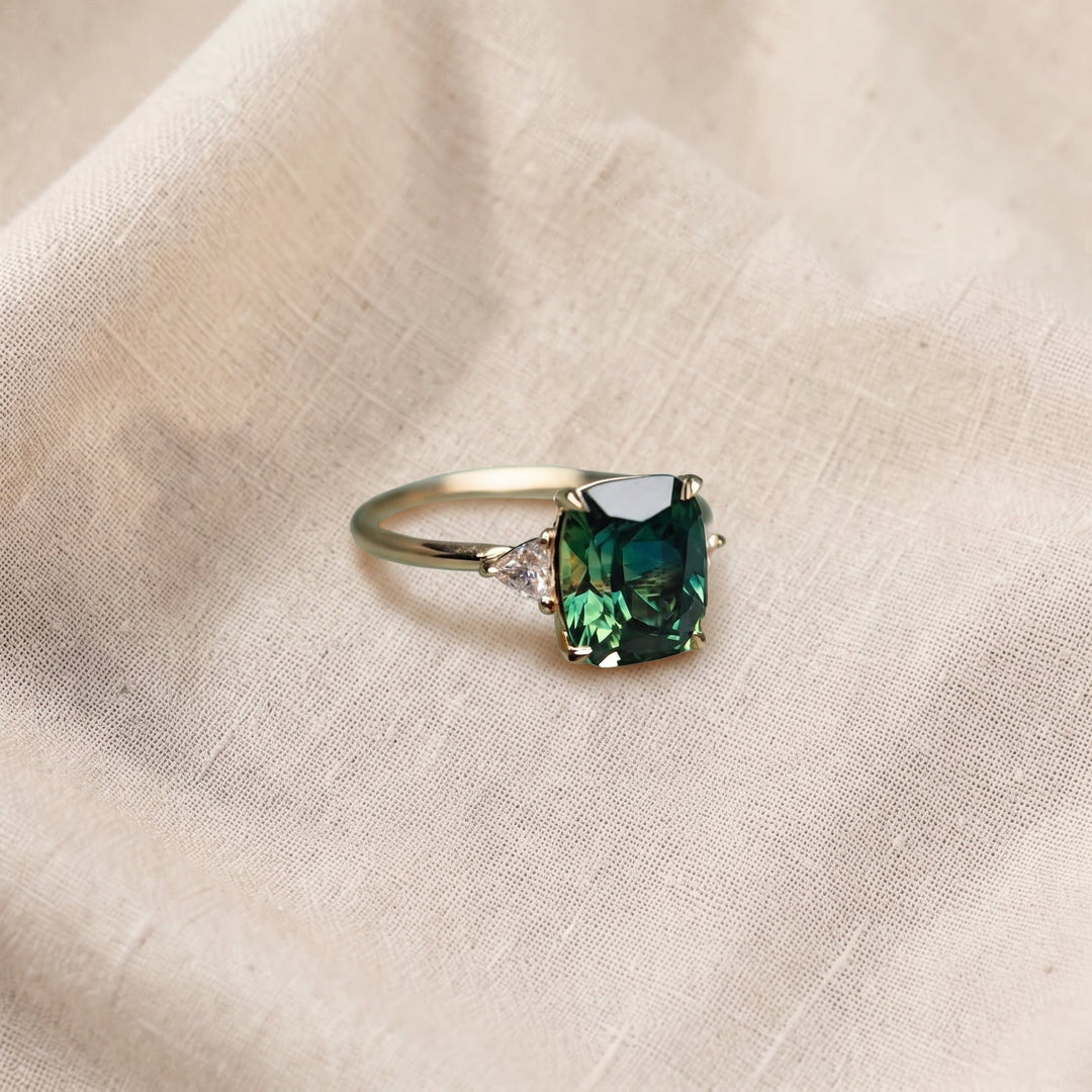 Vintage-Ring mit grünem Edelstein | Gold
