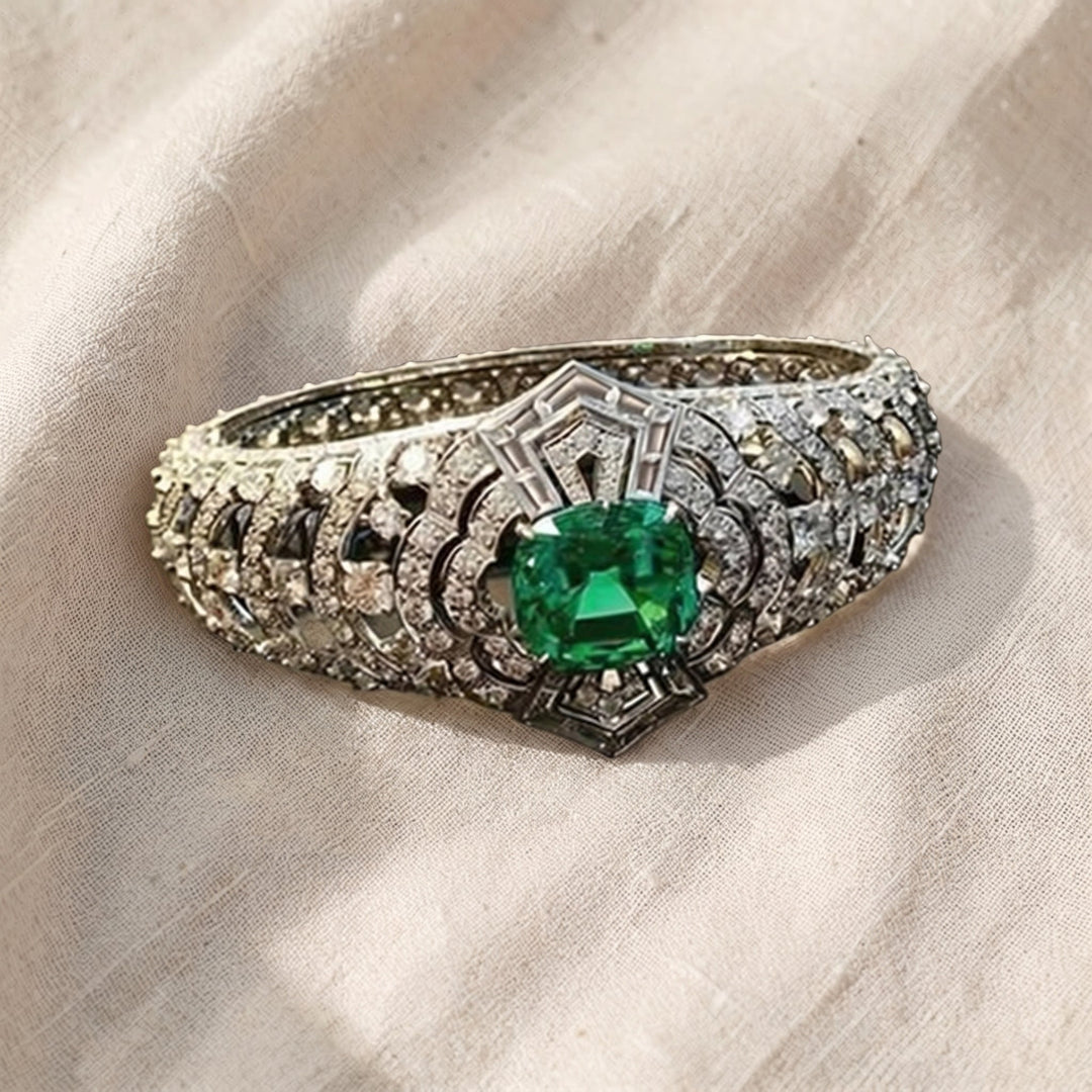 Art-déco-Ring mit Smaragd | Weissgold