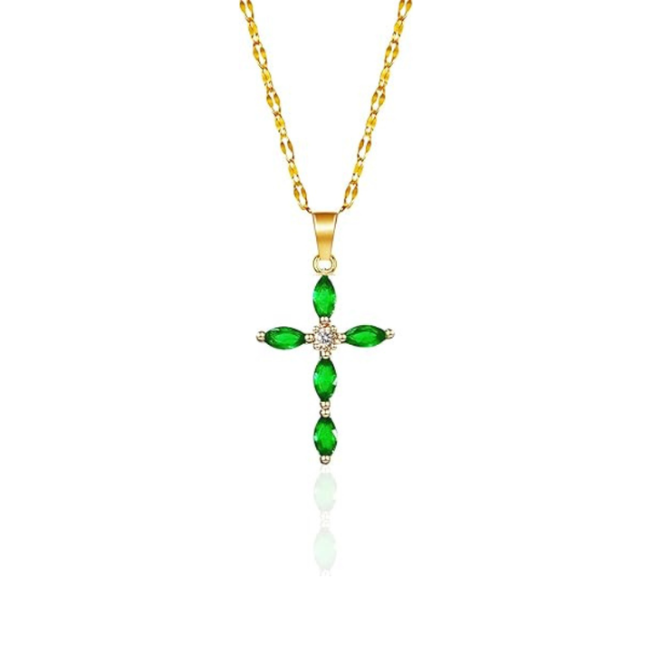 Halskette Kreuz mit Smaragd | Gold