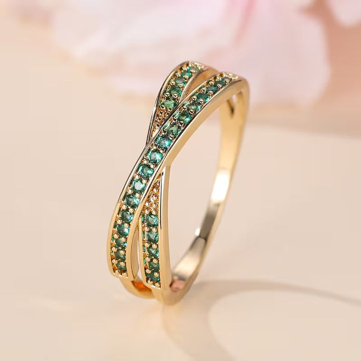 Gewellter Ring mit Smaragd | Gold