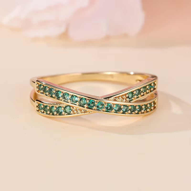 Gewellter Ring mit Smaragd | Gold