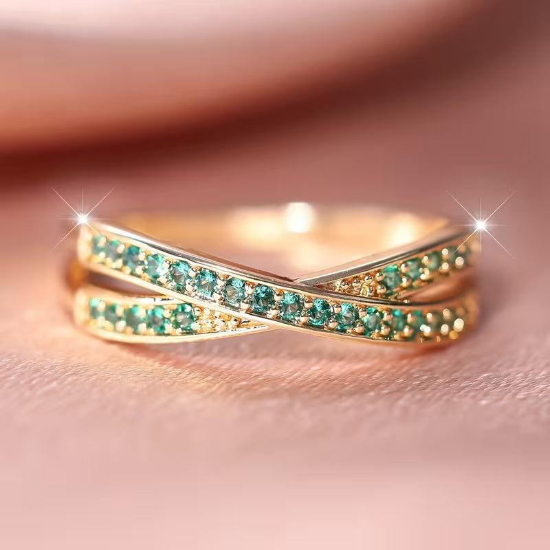 Gewellter Ring mit Smaragd | Gold