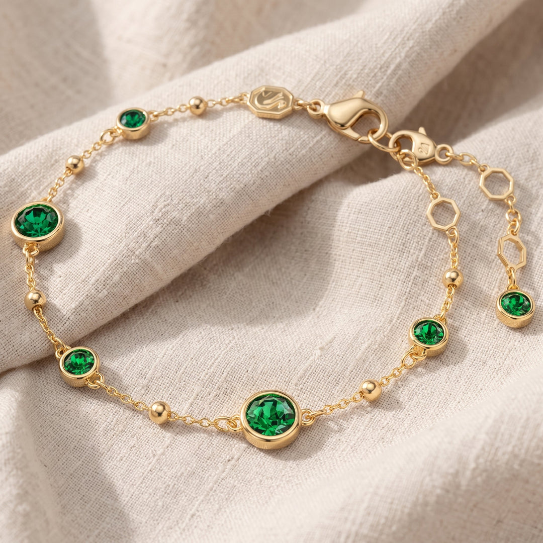 Zierliches Armband mit Smaragd | Gold