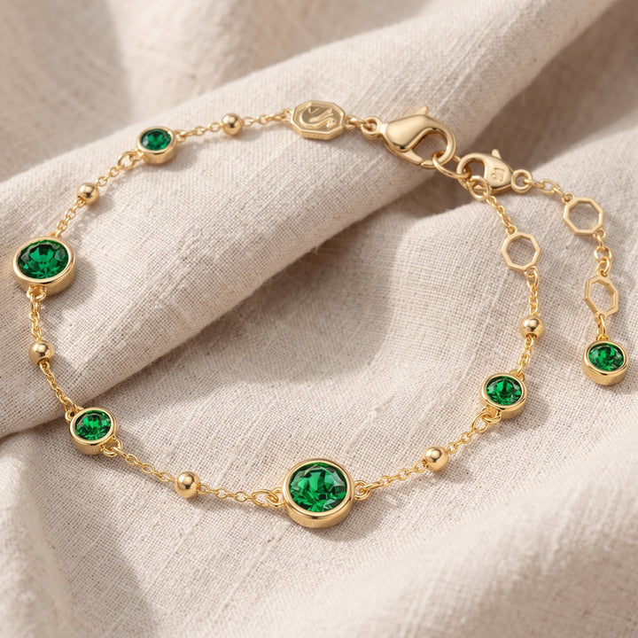 Zierliches Armband mit Smaragd | Gold