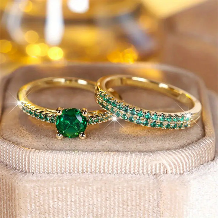 Ringset Serena Duo mit Smaragd | Gold