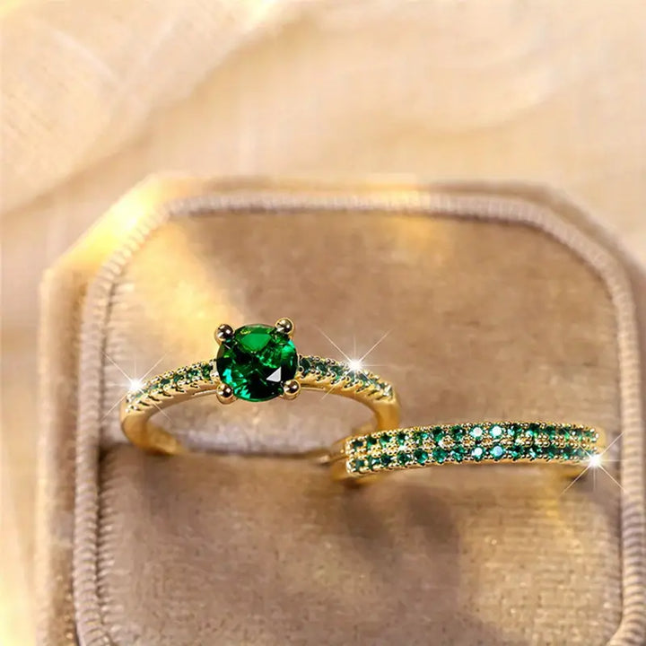 Ringset Serena Duo mit Smaragd | Gold